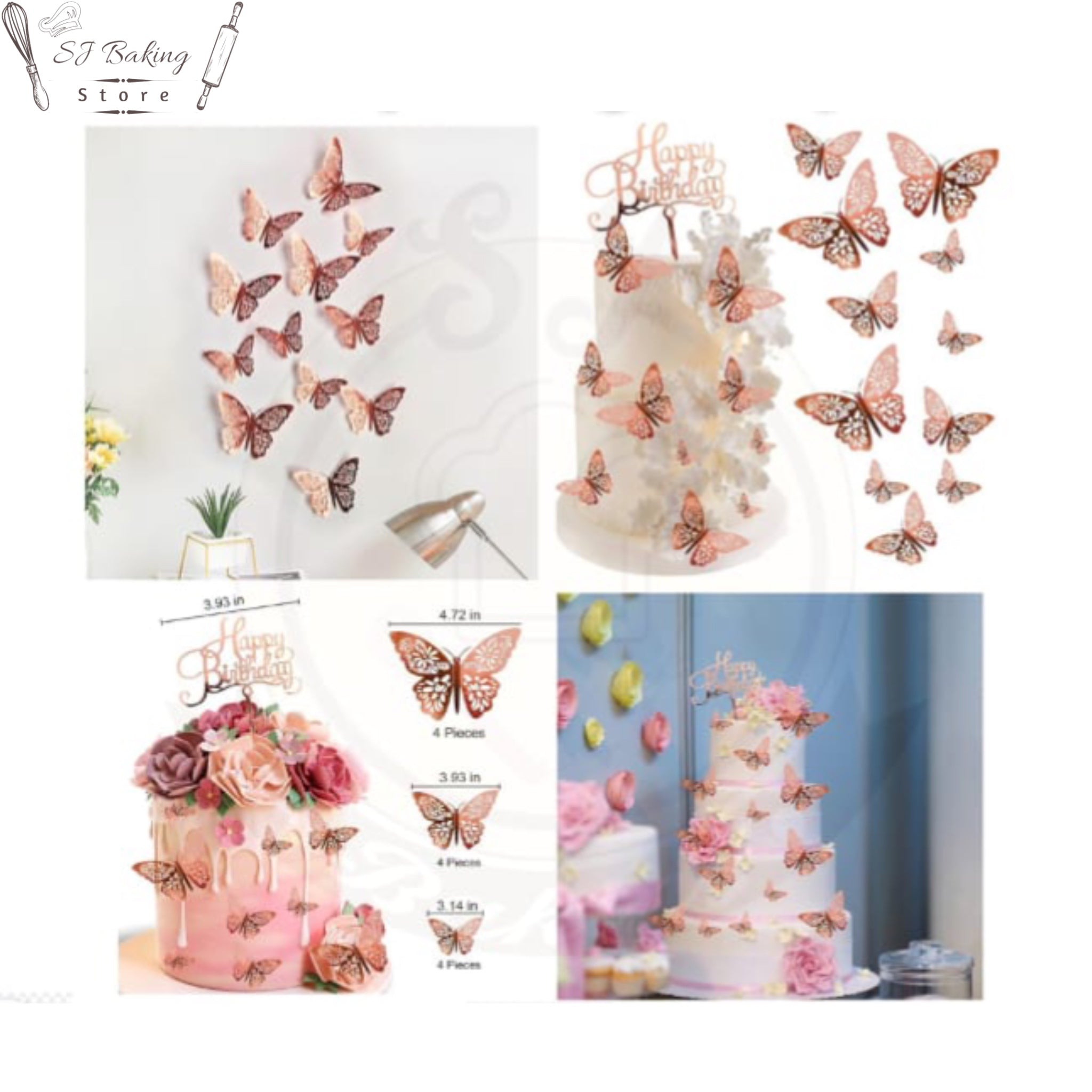 Artificial Rose Gold Butterflies