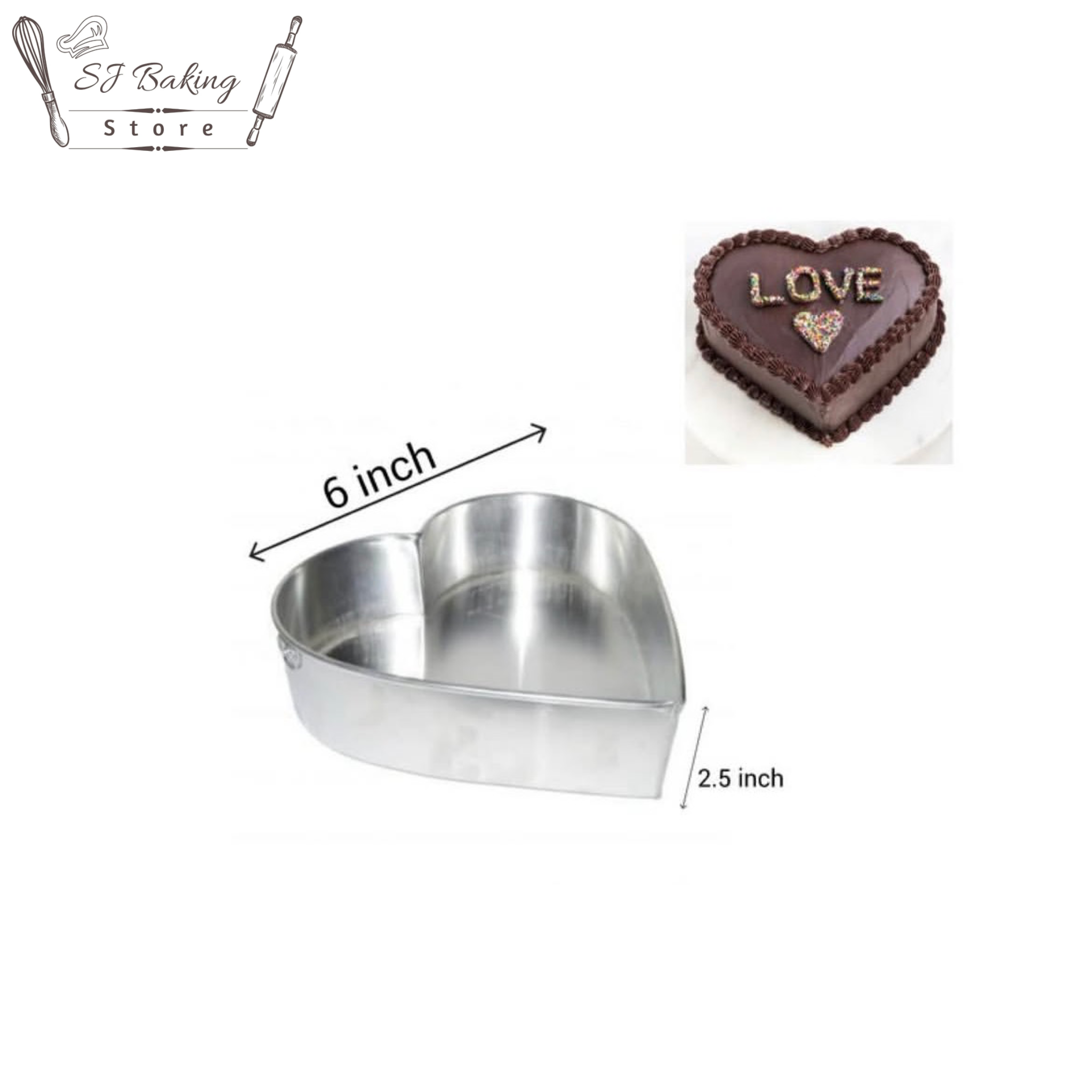 6 Inch Silver Heart Shape Cake Pan