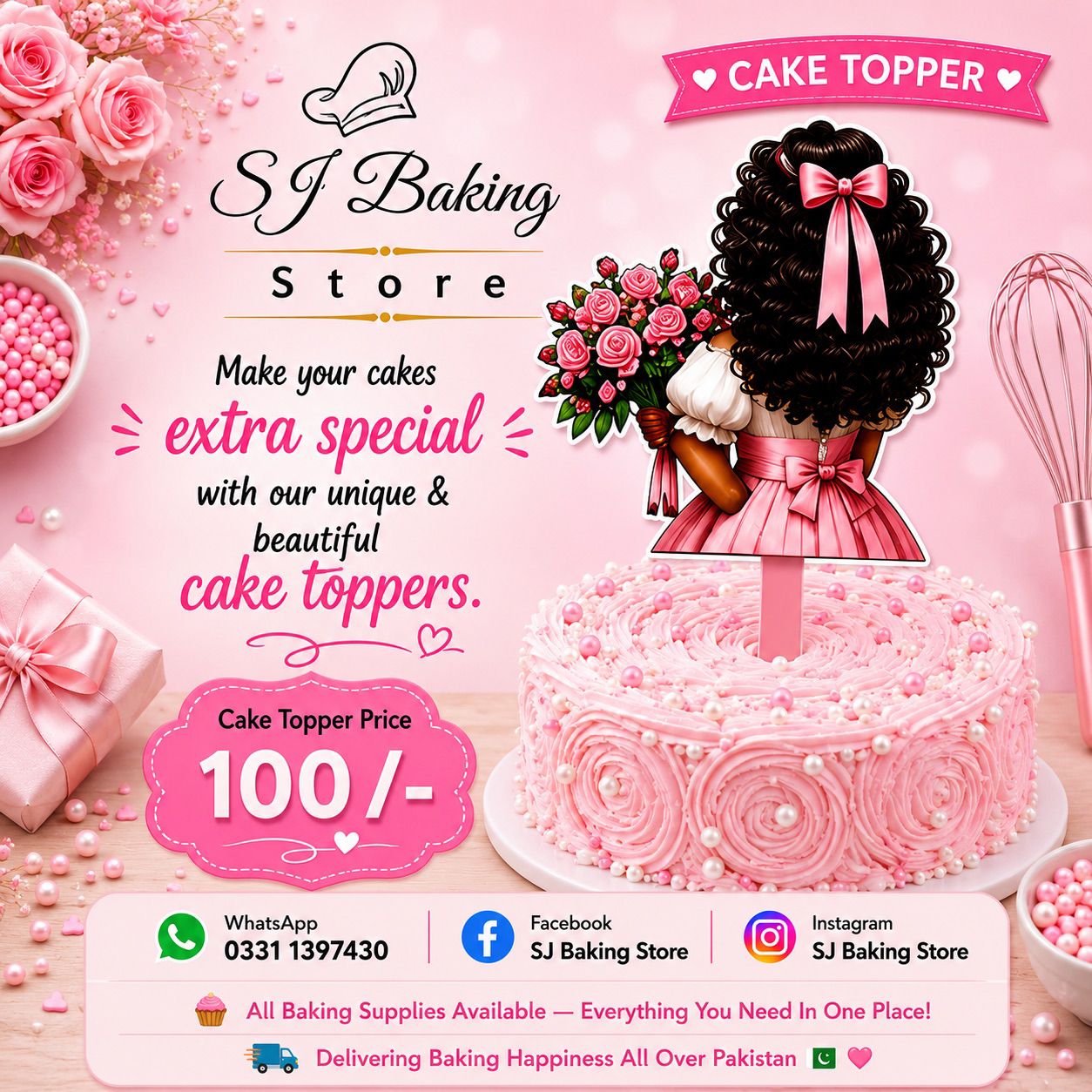 Girl Cake Topper (Design 5)