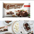 Chocolate bar packaging with 'Creations' branding on a white background