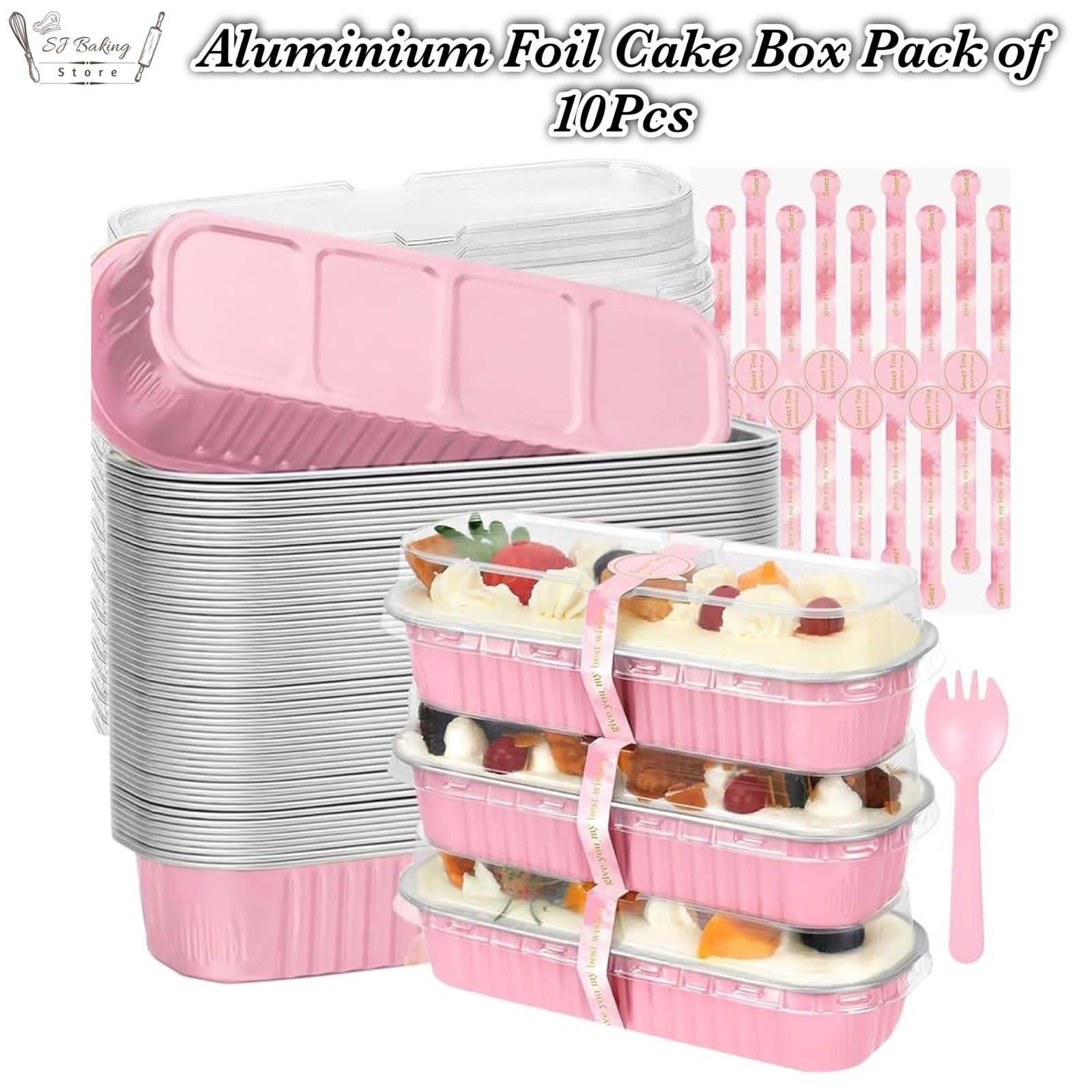 Pink Aluminium Loaf Cake Box- 10 Pieces
