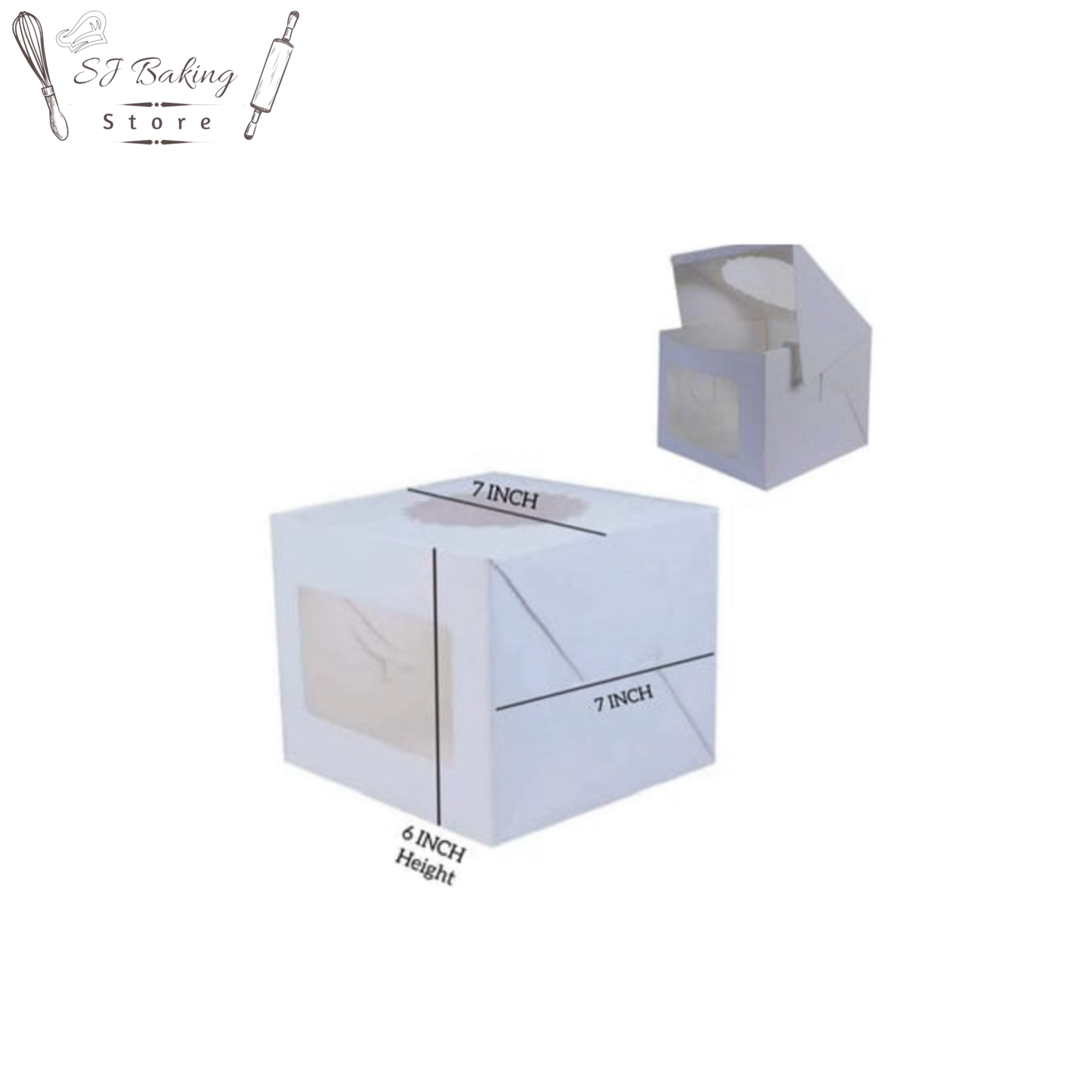 7*7*6 White Window Cake Box