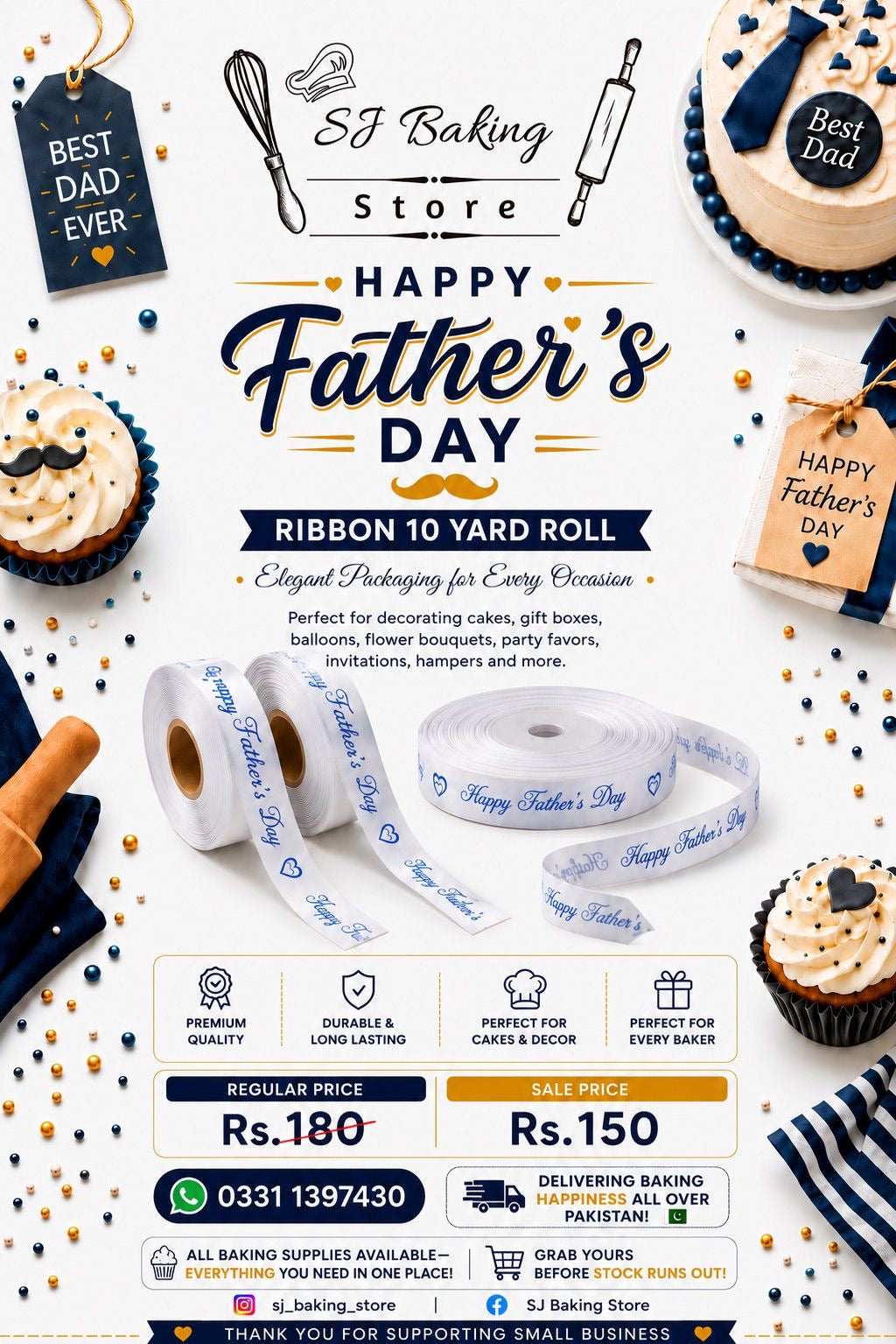 Father's Day Ribbon 10 Yard Roll