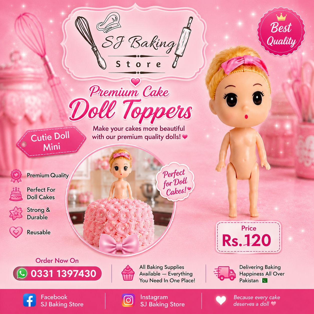 Doll Cake Topper (Design 2)