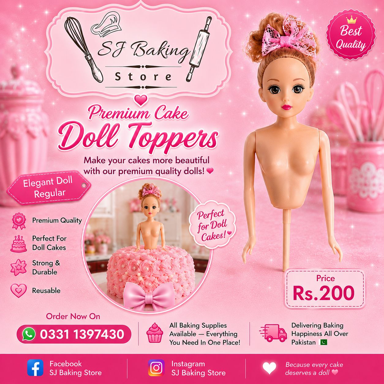 Doll Cake Topper (Design 3)