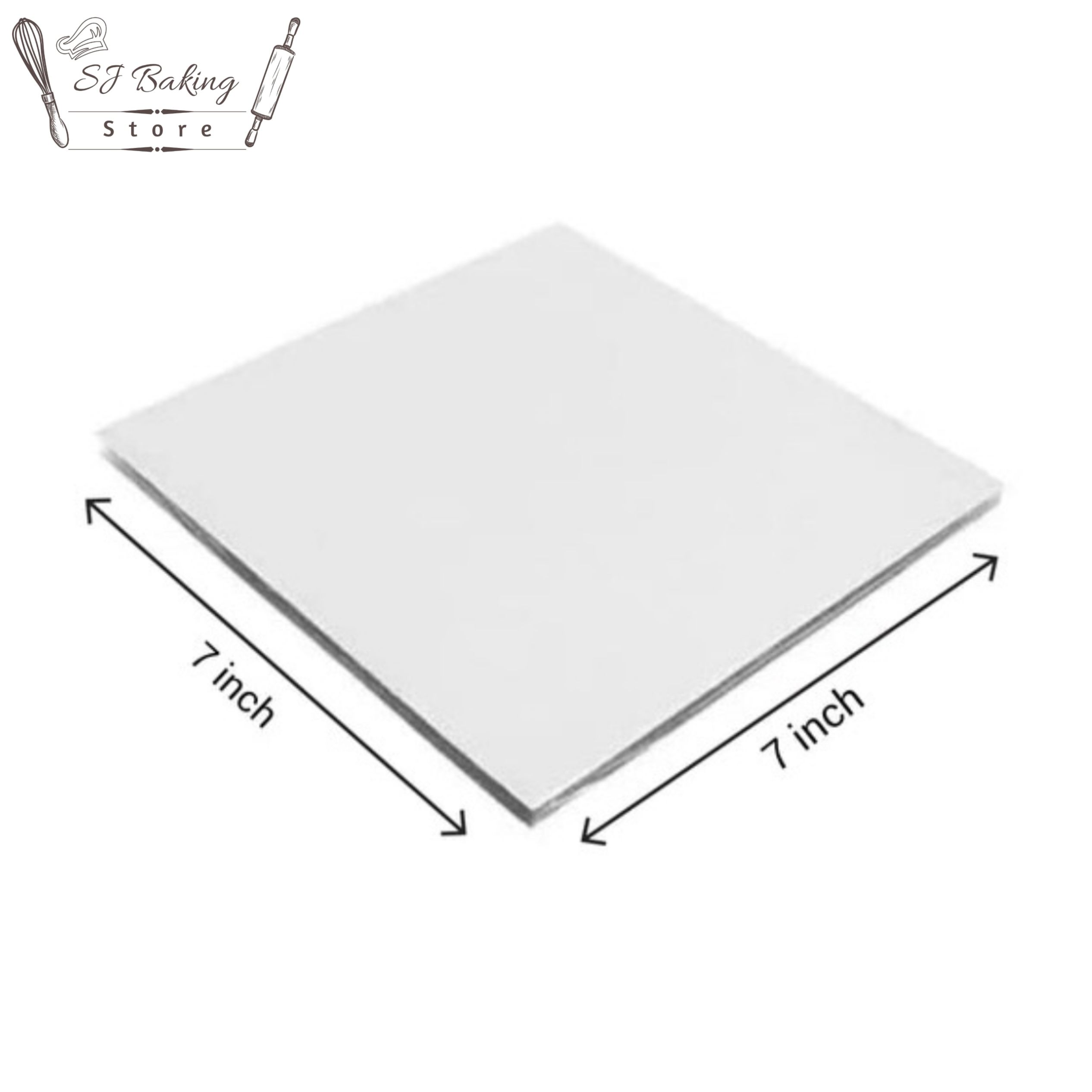 7 Inch White Sqaure Cake Base