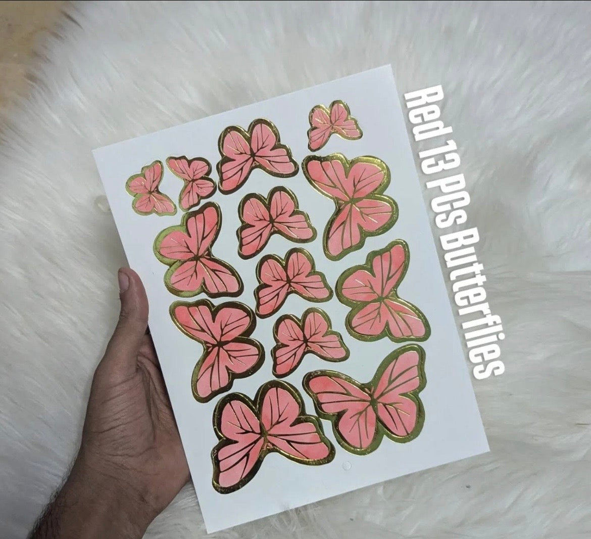 3D Red Butterflies Pack of 13Pcs
