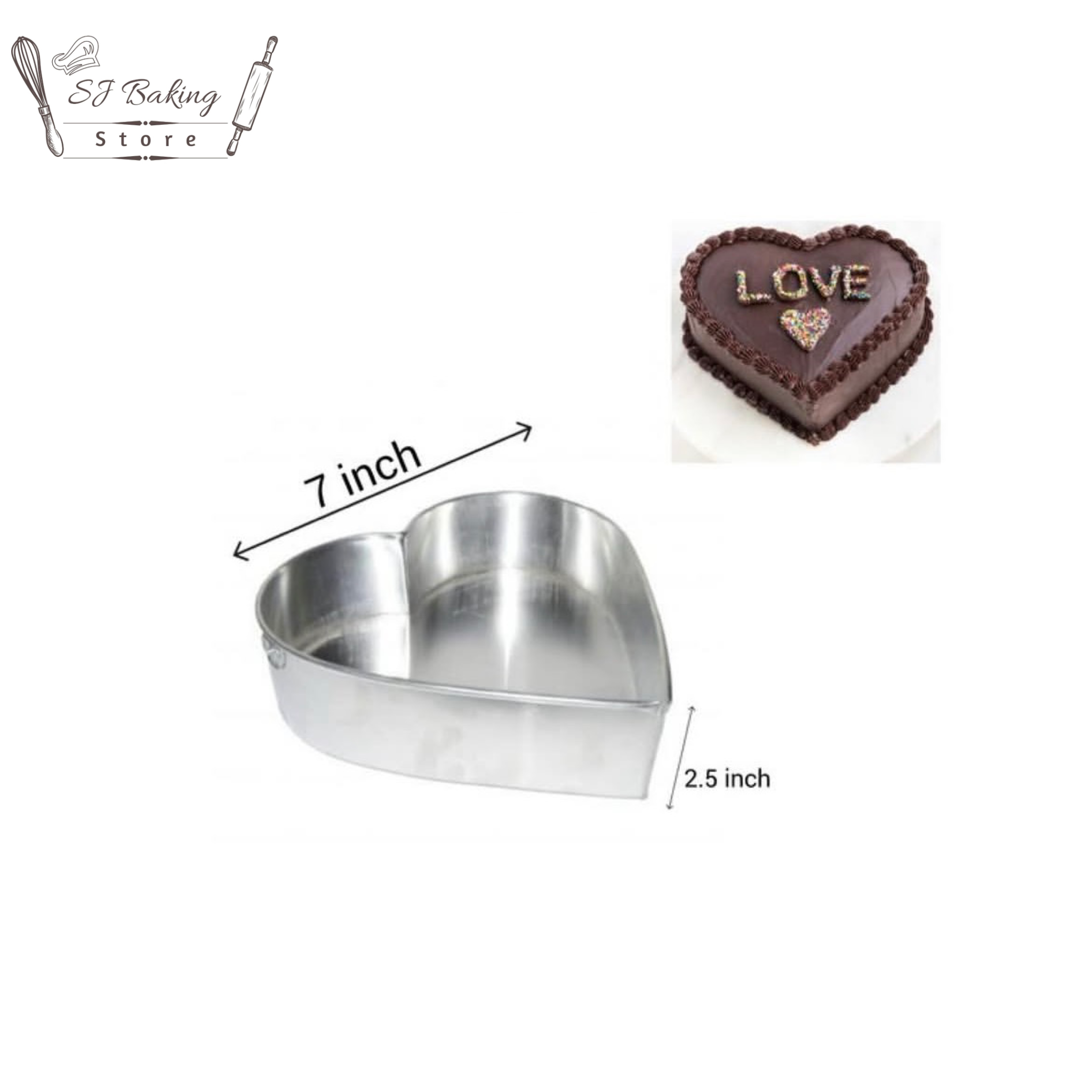 7 Inch Silver Heart Shape Cake Pan