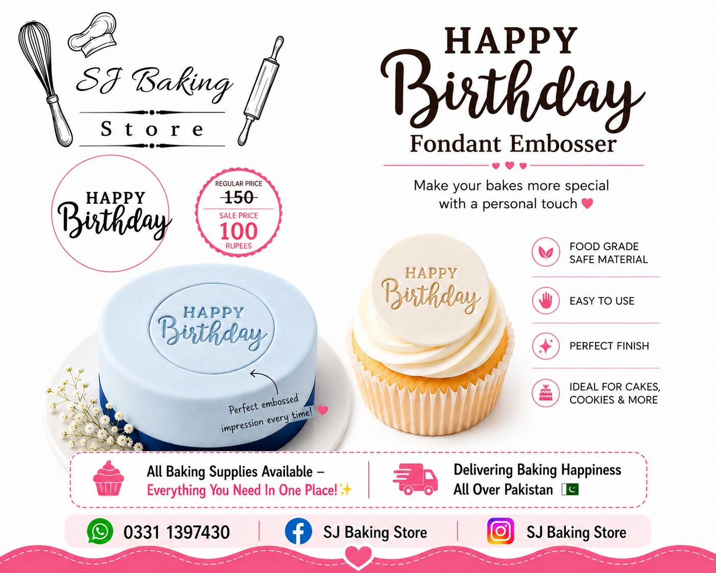 Happy Birthday (dsign 5) Fondant Embosser