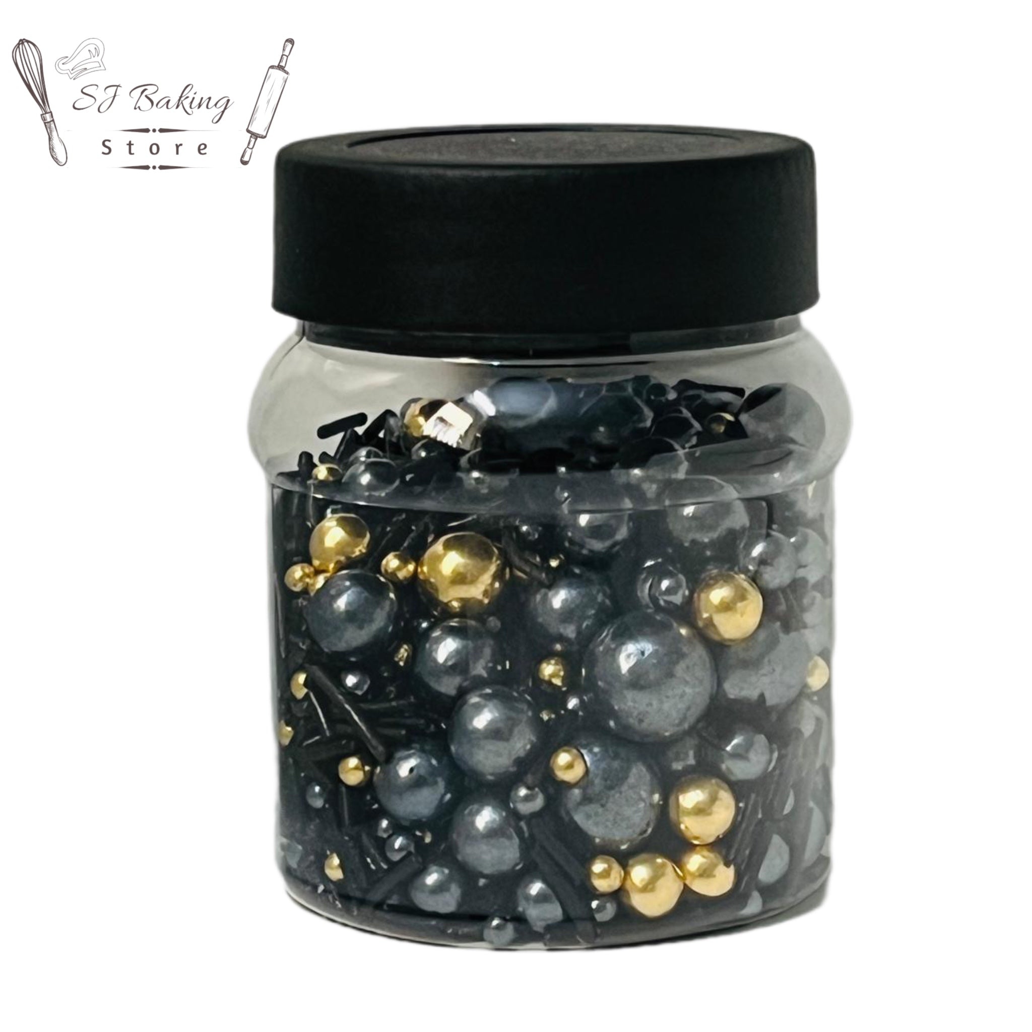 Edible Black & Golden Mix Sprinkles (100gm)