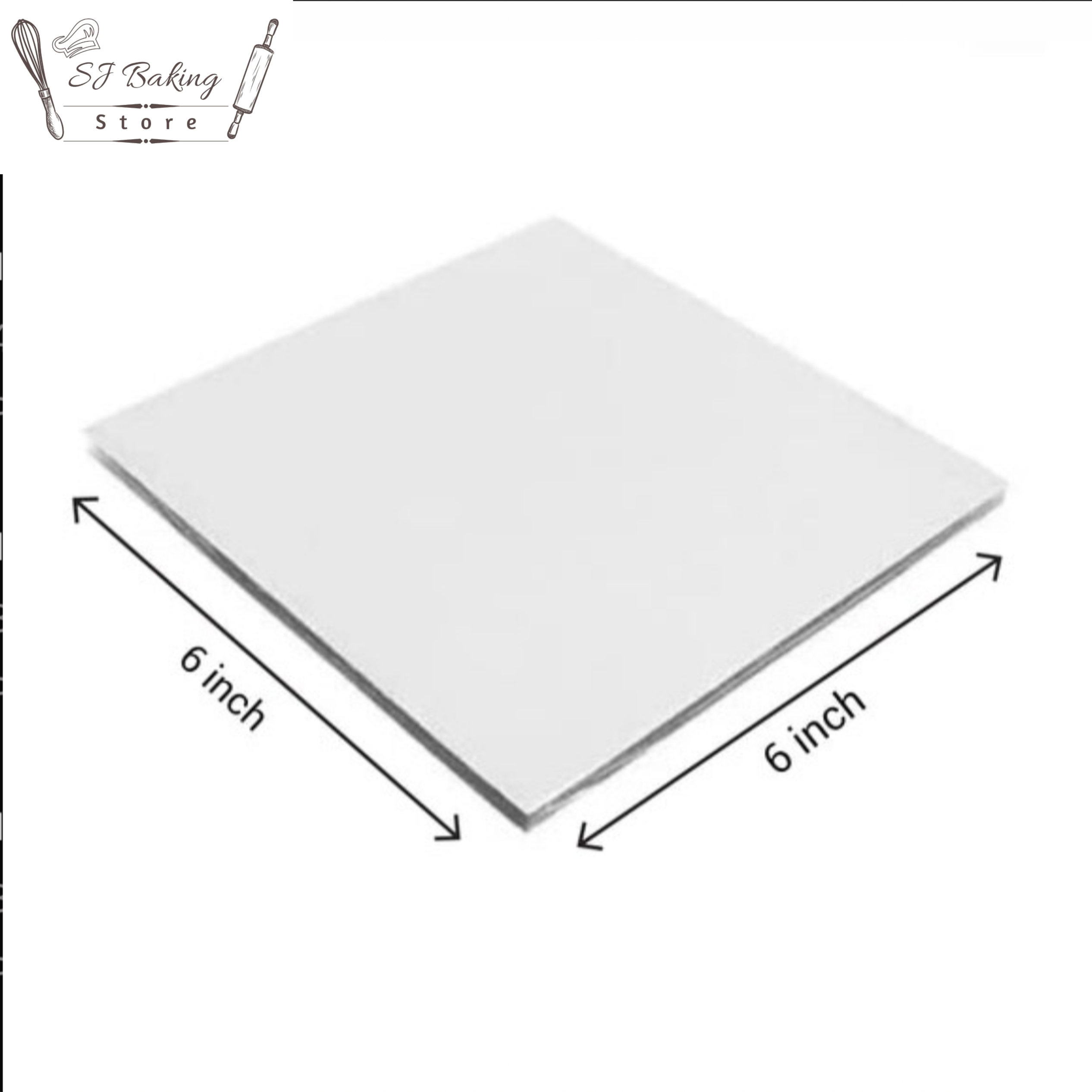6 Inch White Sqaure Cake Base