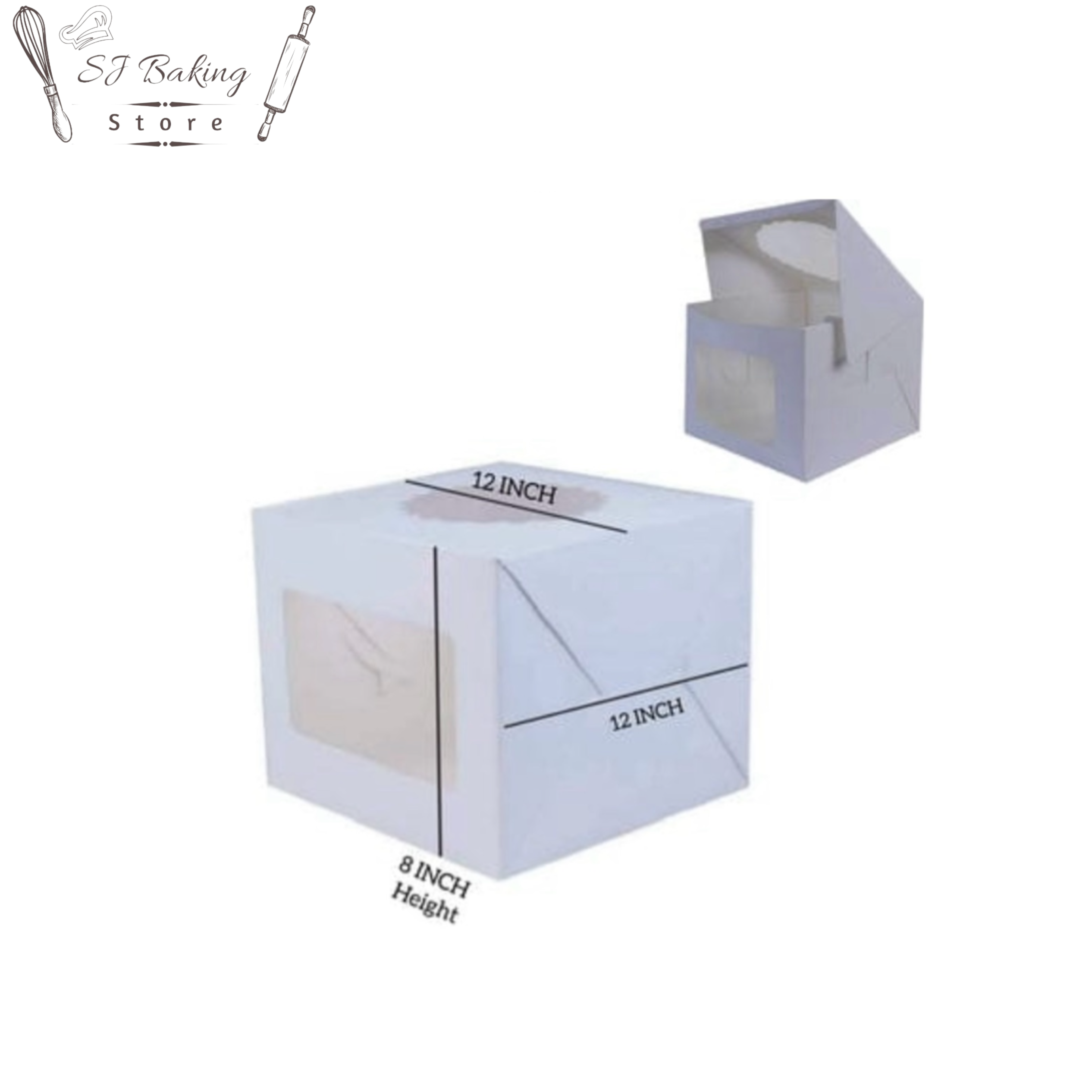 12*12*8 White Window Cake Box