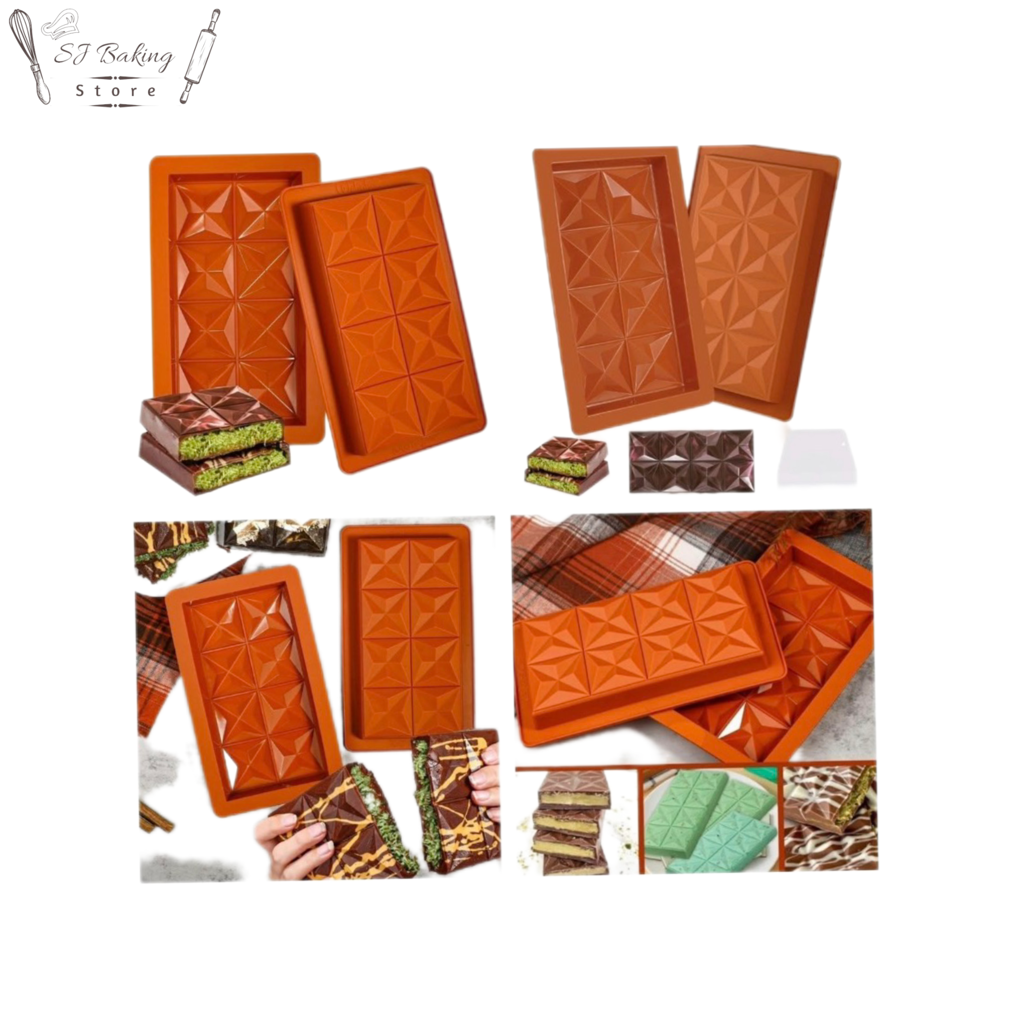 Heavy Deep Chocolate Bar Silicone Mold (design 1)