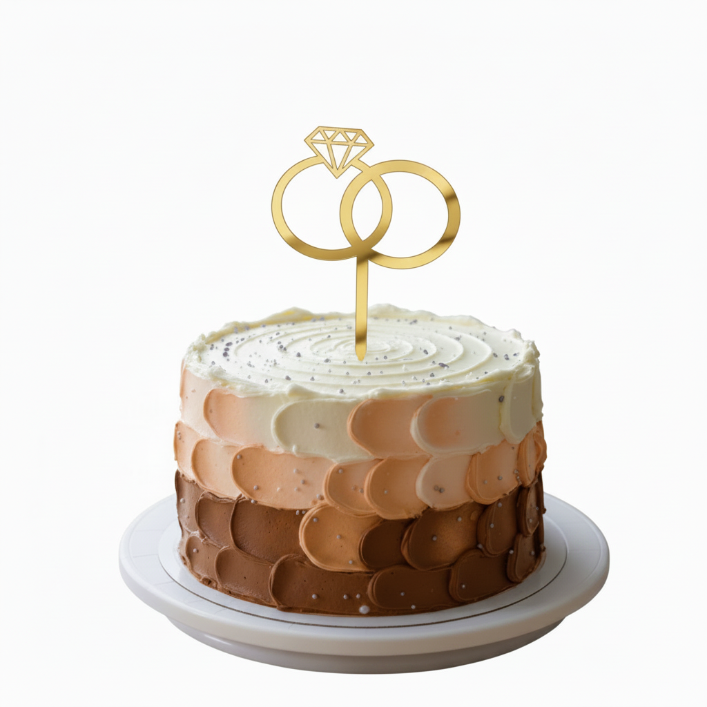 Double Ring Engage Acrylic Cake topper