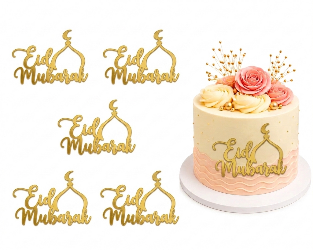 Eid Mubarak English Acrylic Tags Pack of 5