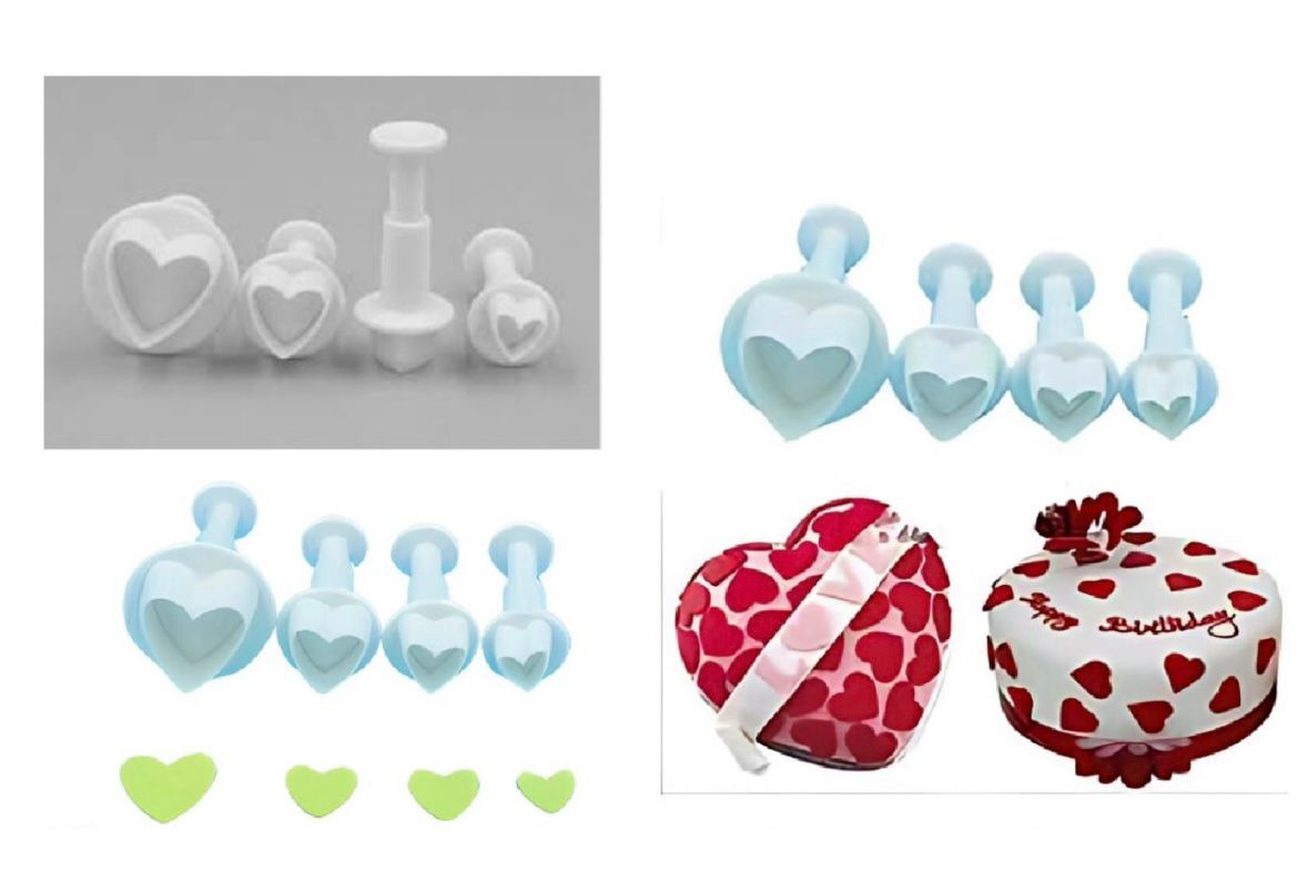 4Pcs Heart Plunger Cutter Set