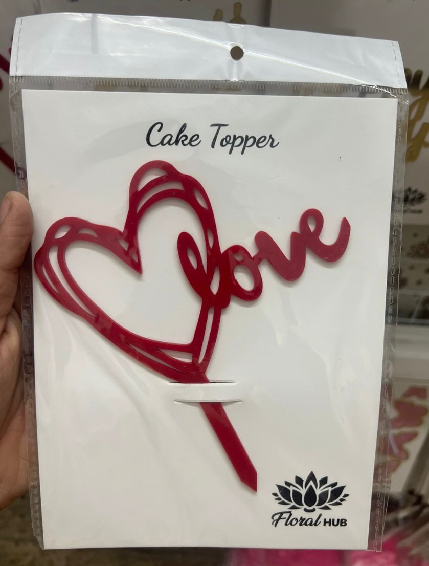 Love Red Acrylic Cake Topper