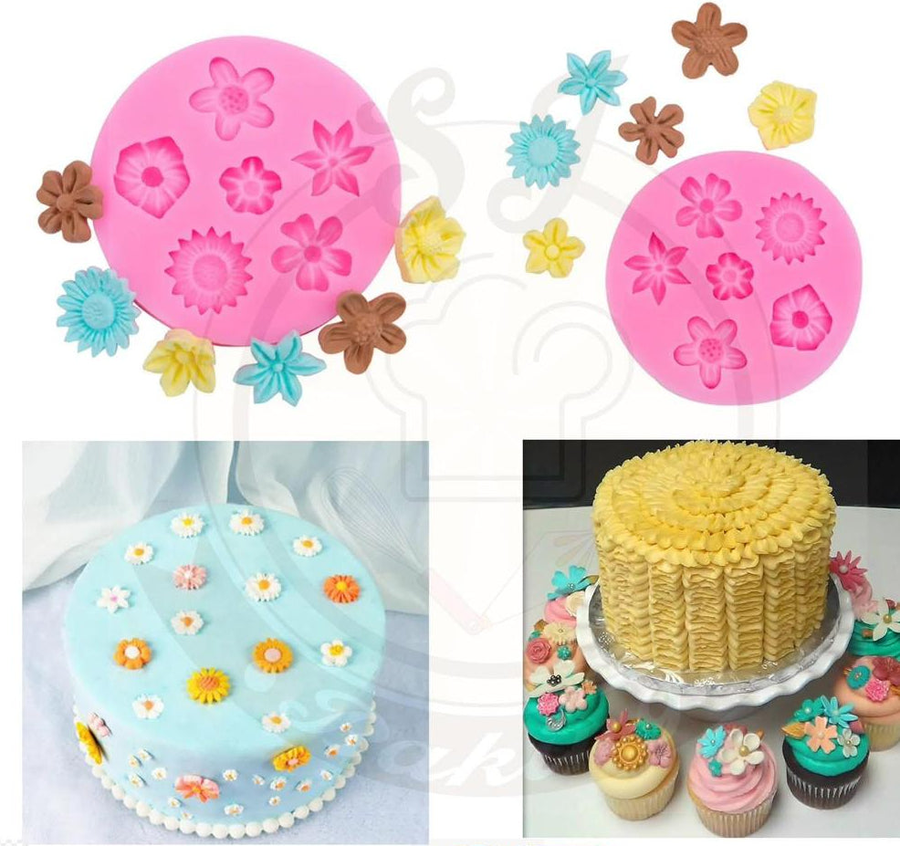 6 Cavity Flower Fondant Silicone Mold