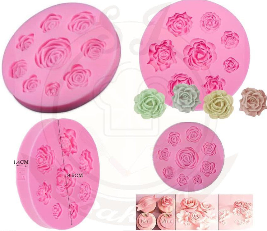 9 Cavity Rose Silicone Mold
