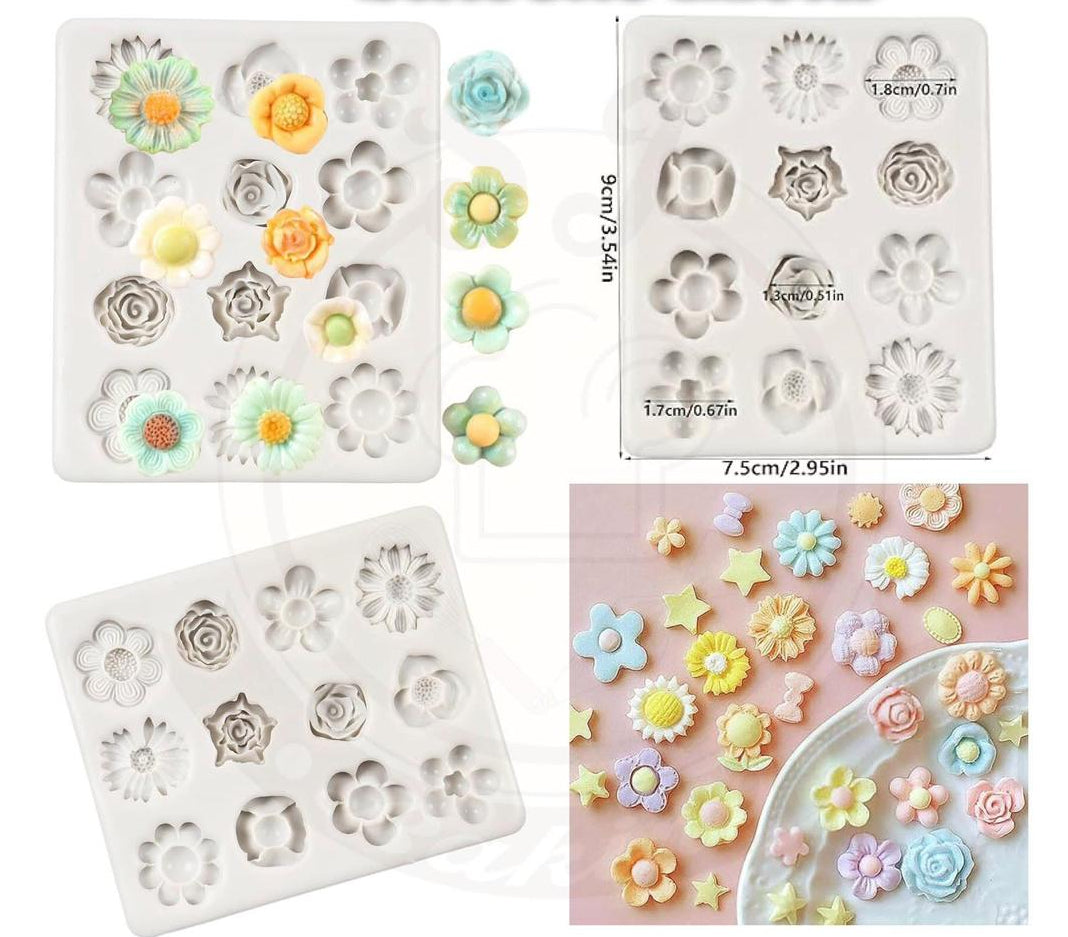 12 Cavity Flower Fondant Silicone Mold