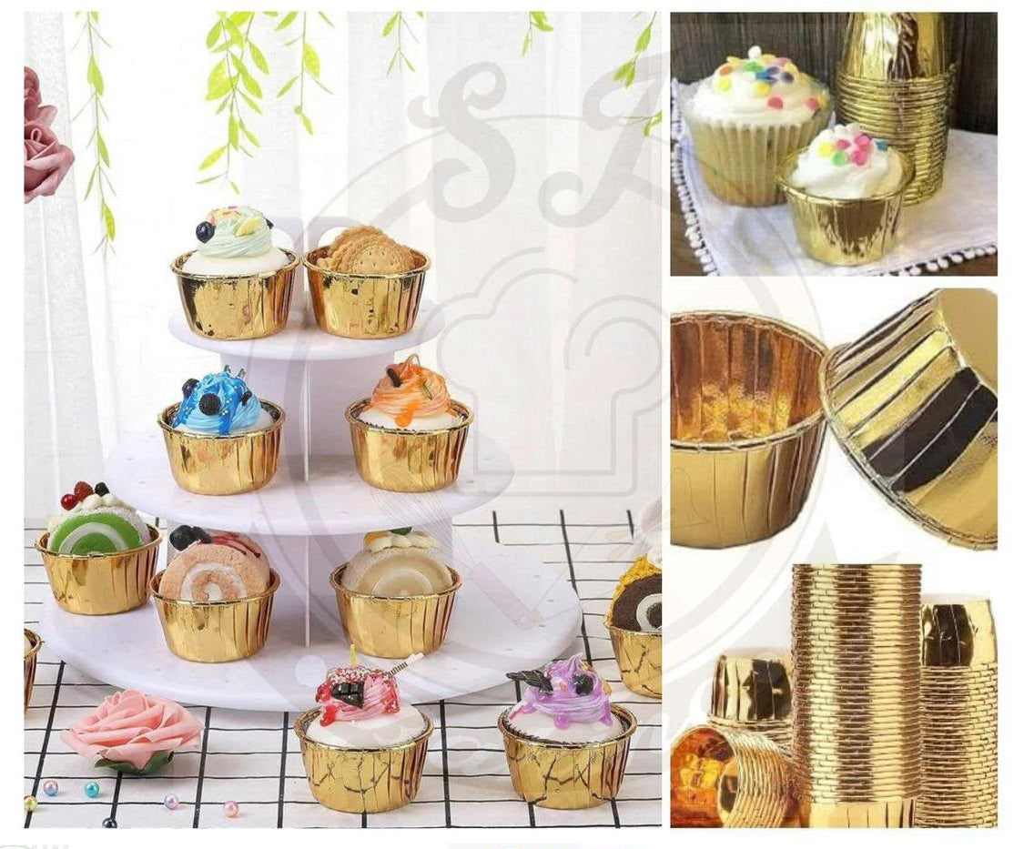Cupcake Golden Foil Liners Pack of 50Pcs