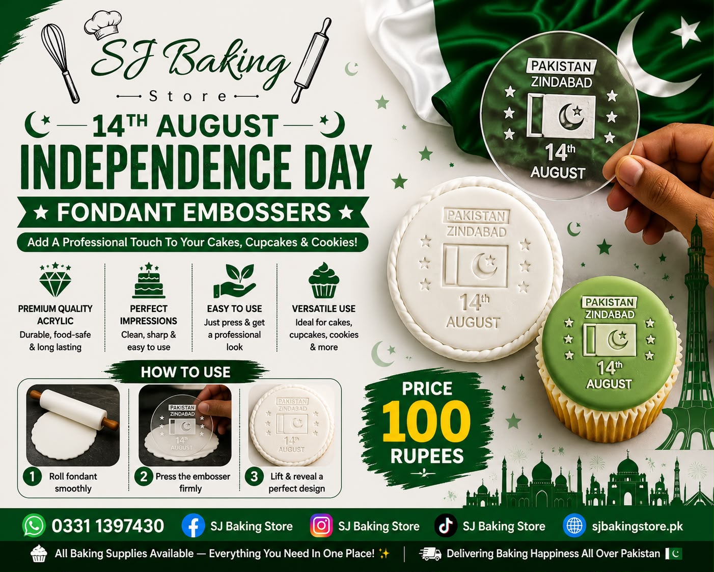Pakistan Zindabad Fondant Stamp
