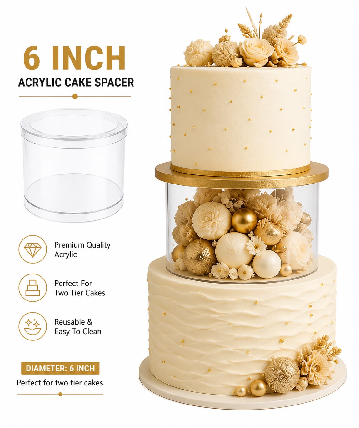 Acrylic Cake Spacer (6 Inch)