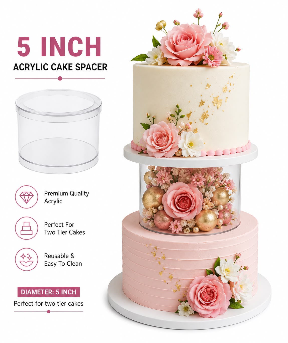 Acrylic Cake Spacer (5 Inch)