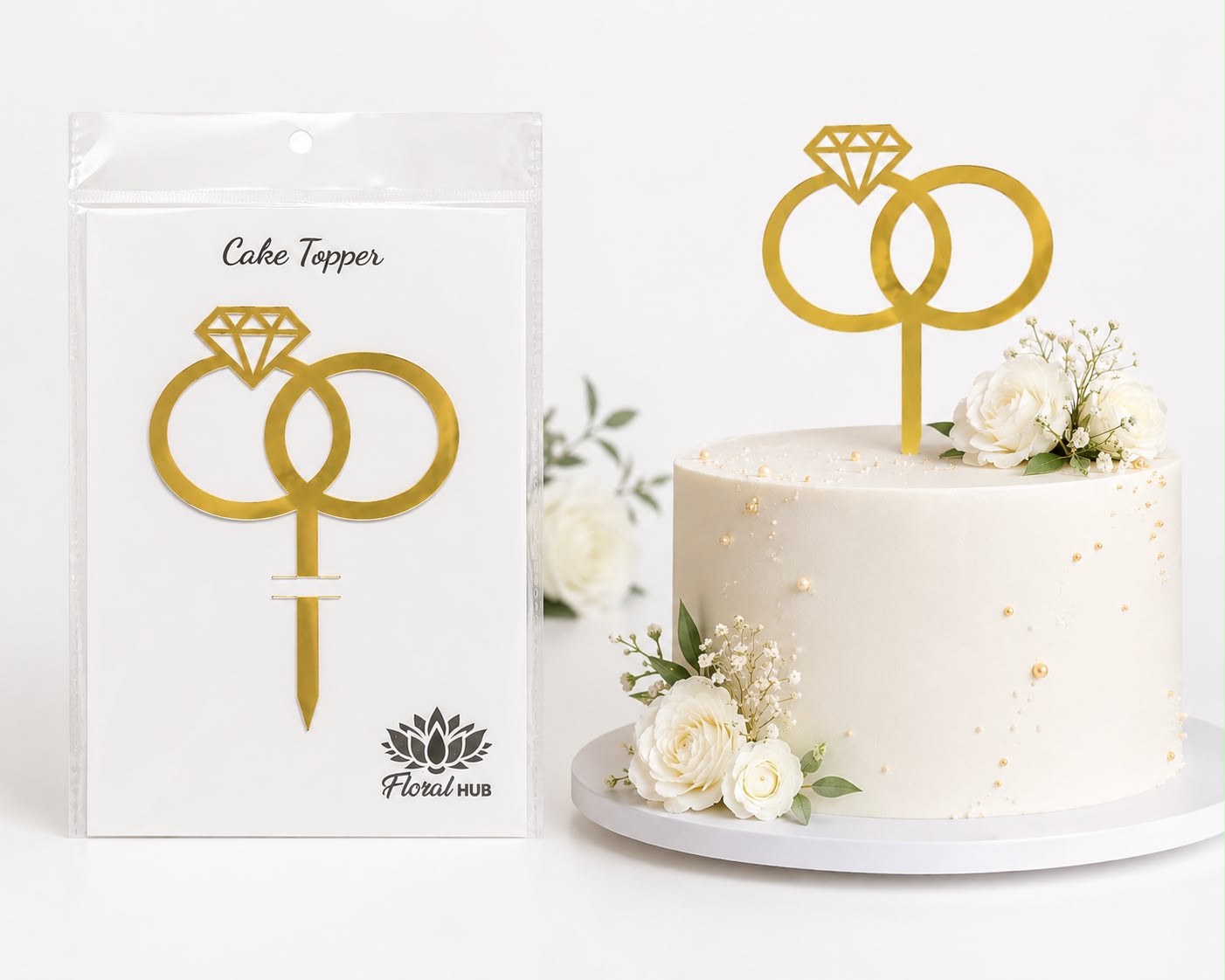 Double Ring Engage Acrylic Cake topper