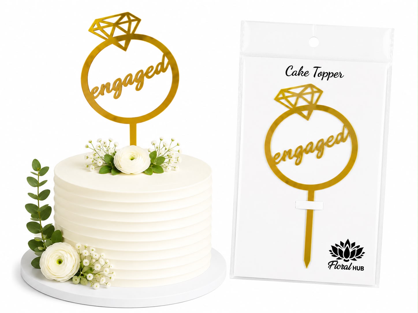 Engaged Acrylic Cake Topper