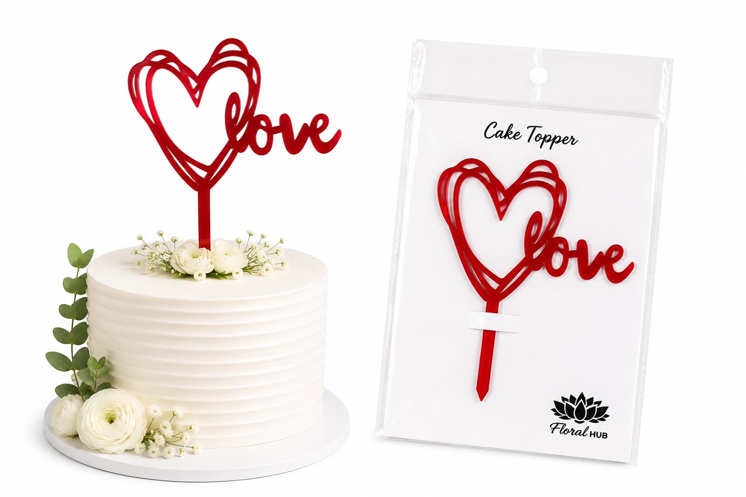 Love Red Acrylic Cake Topper