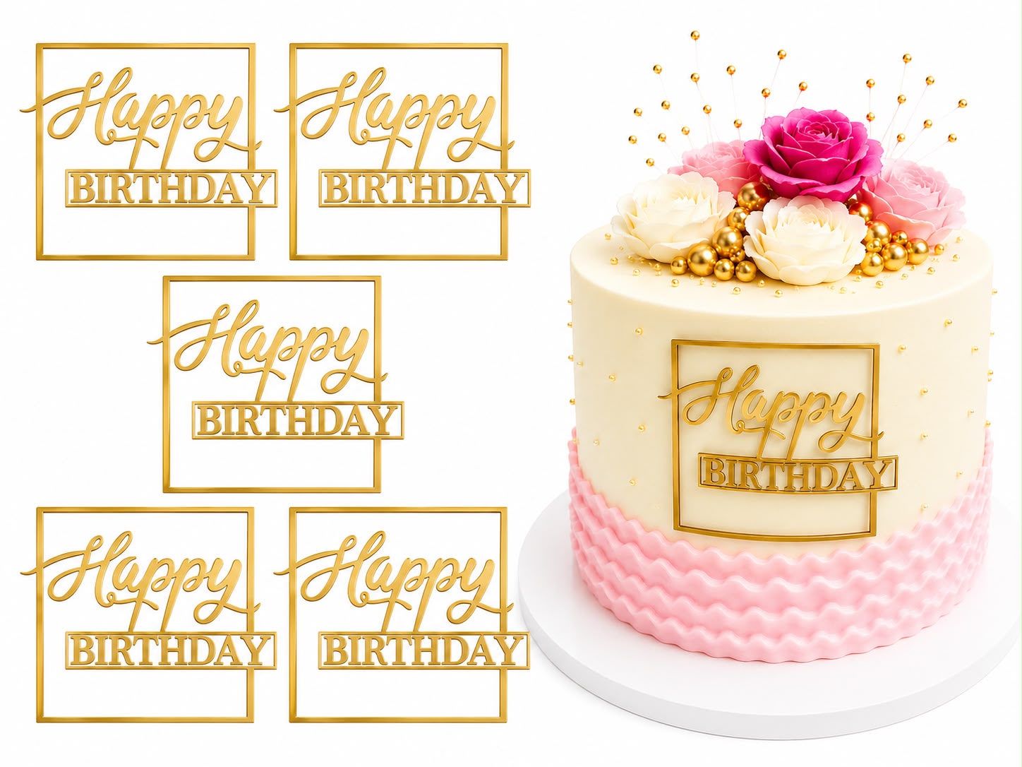 Happy Birthday Acrylic Tag Pack of 5 (design 6)