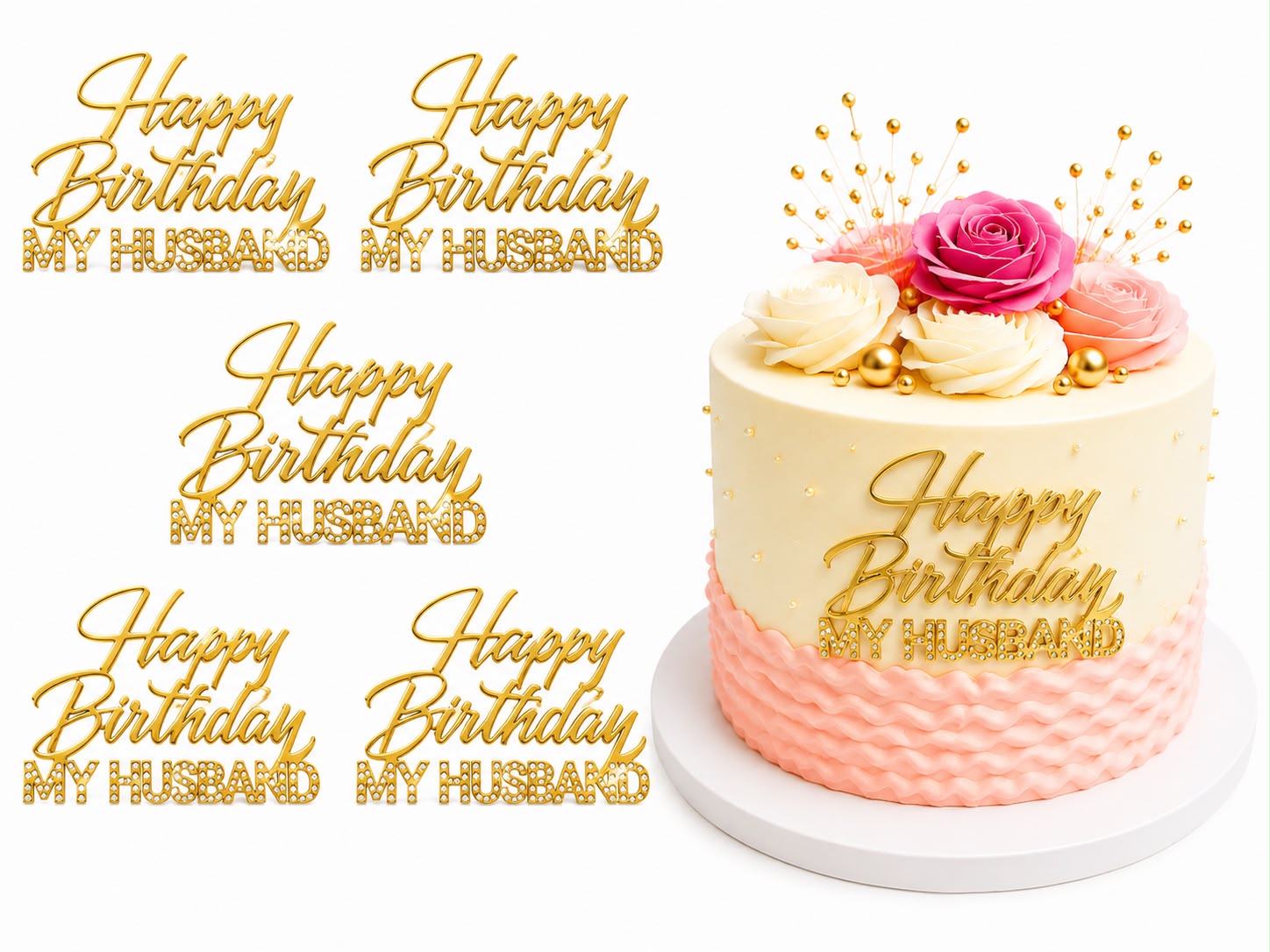 Happy Birthday My Husband Acrylic Tag Pack of 5