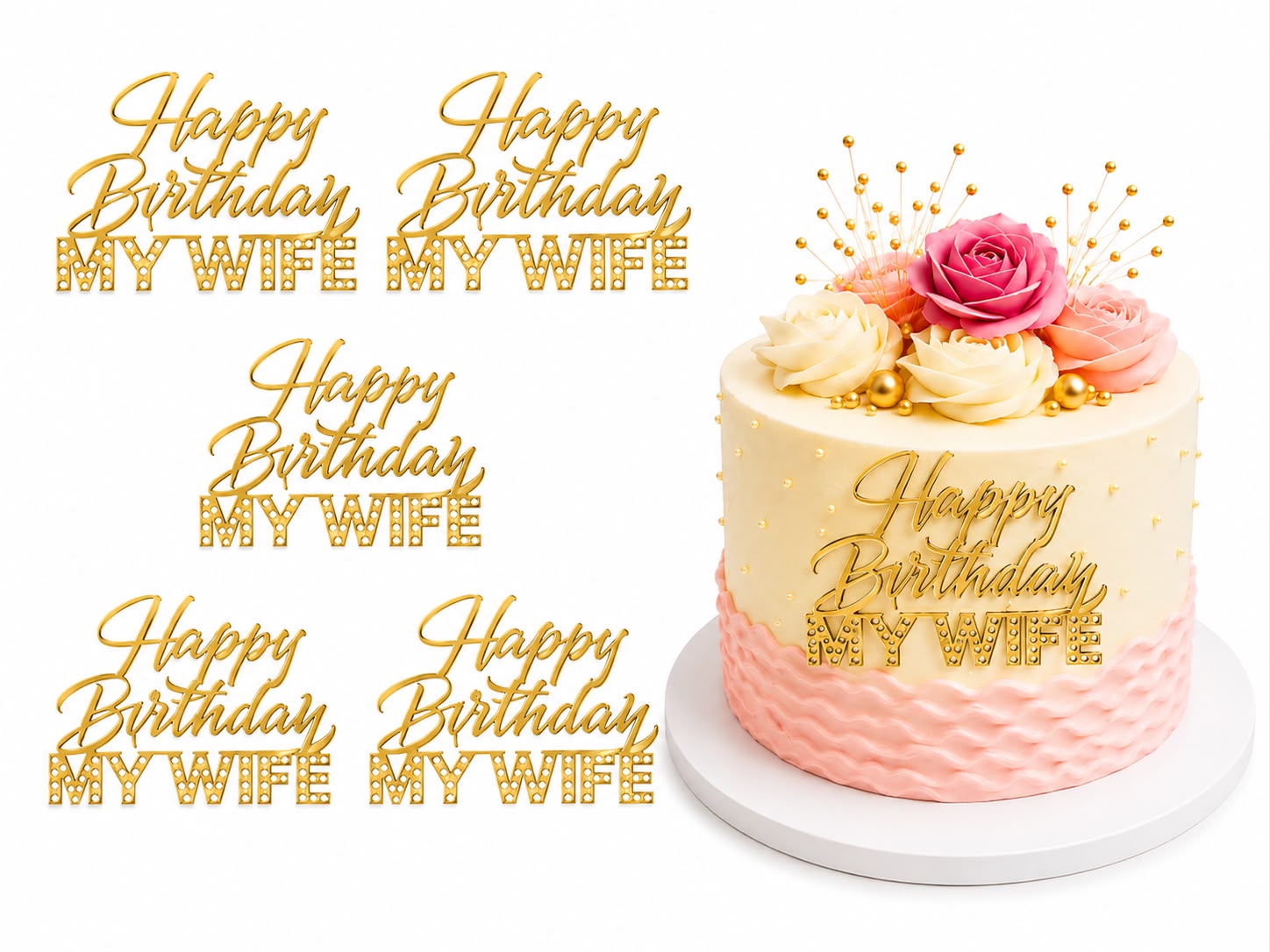 Happy Birthday My Wife Acrylic Tag Pack of 5