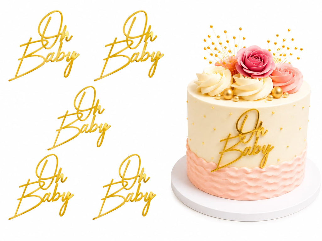 Oh Baby Golden Acrylic Tags Pack of 5