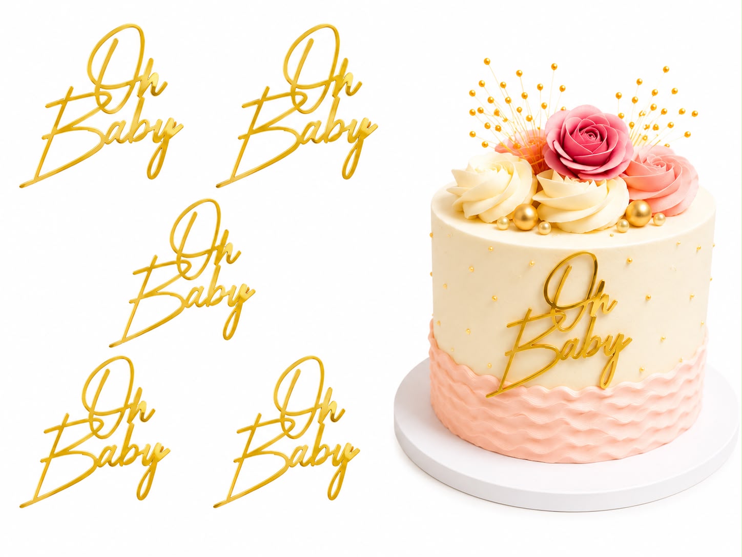 Oh Baby Golden Acrylic Tags Pack of 5