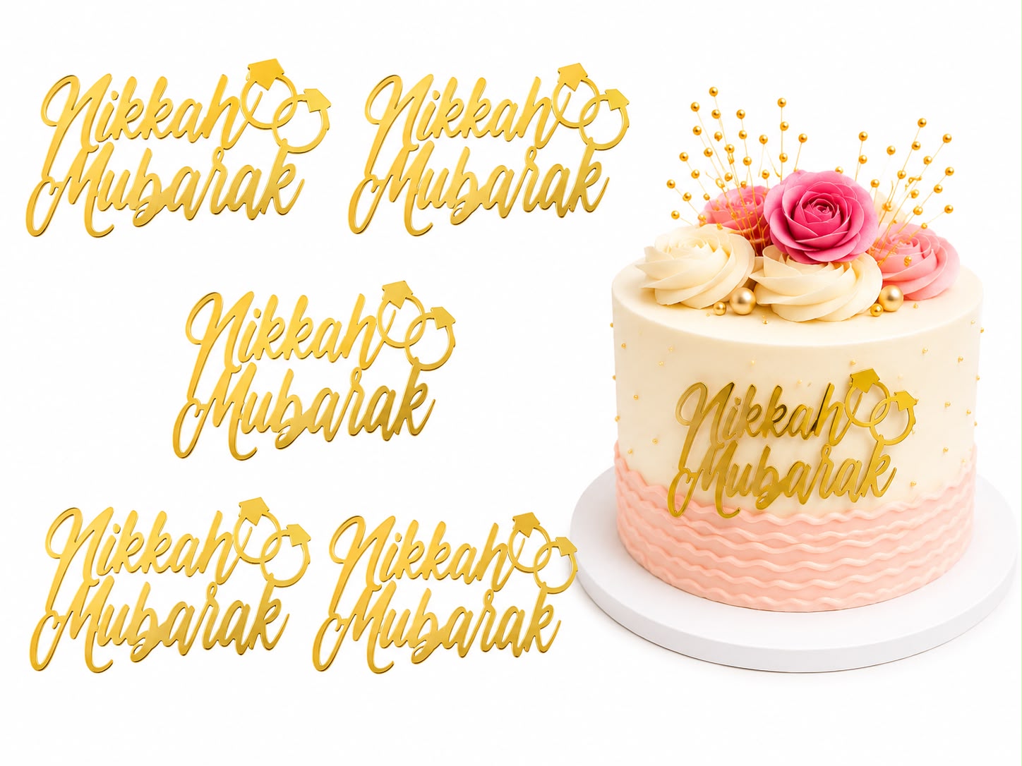 Nikkah Mubarak  English Acrylic Tag Pack of 5
