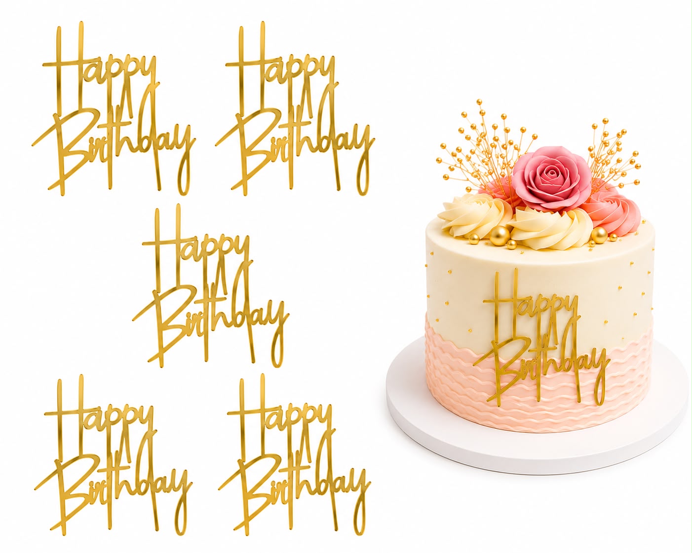 Happy Birthday Acrylic Tag Pack of 5 (design 1)
