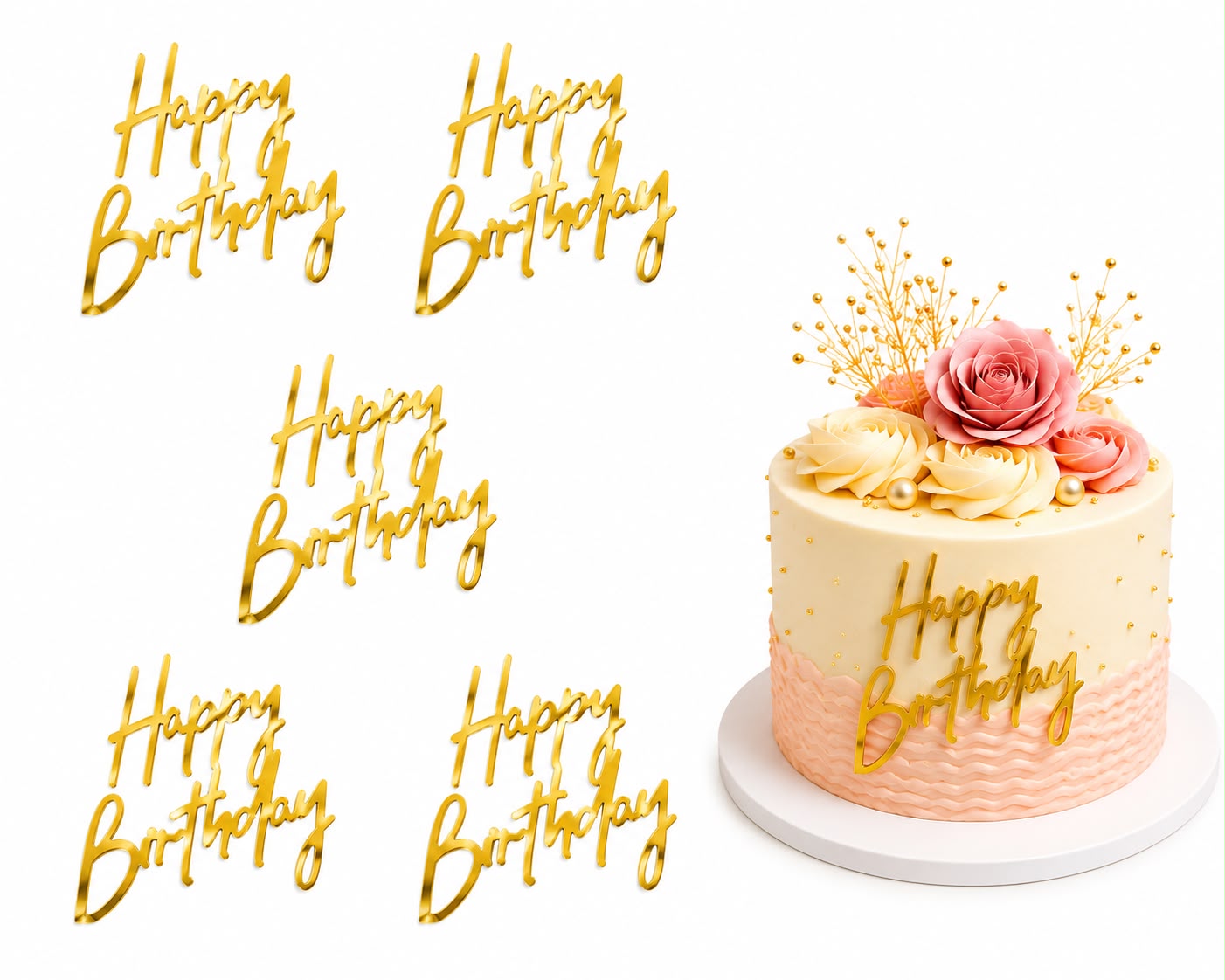 Happy Birthday Acrylic Tag Pack of 5 (design 3)