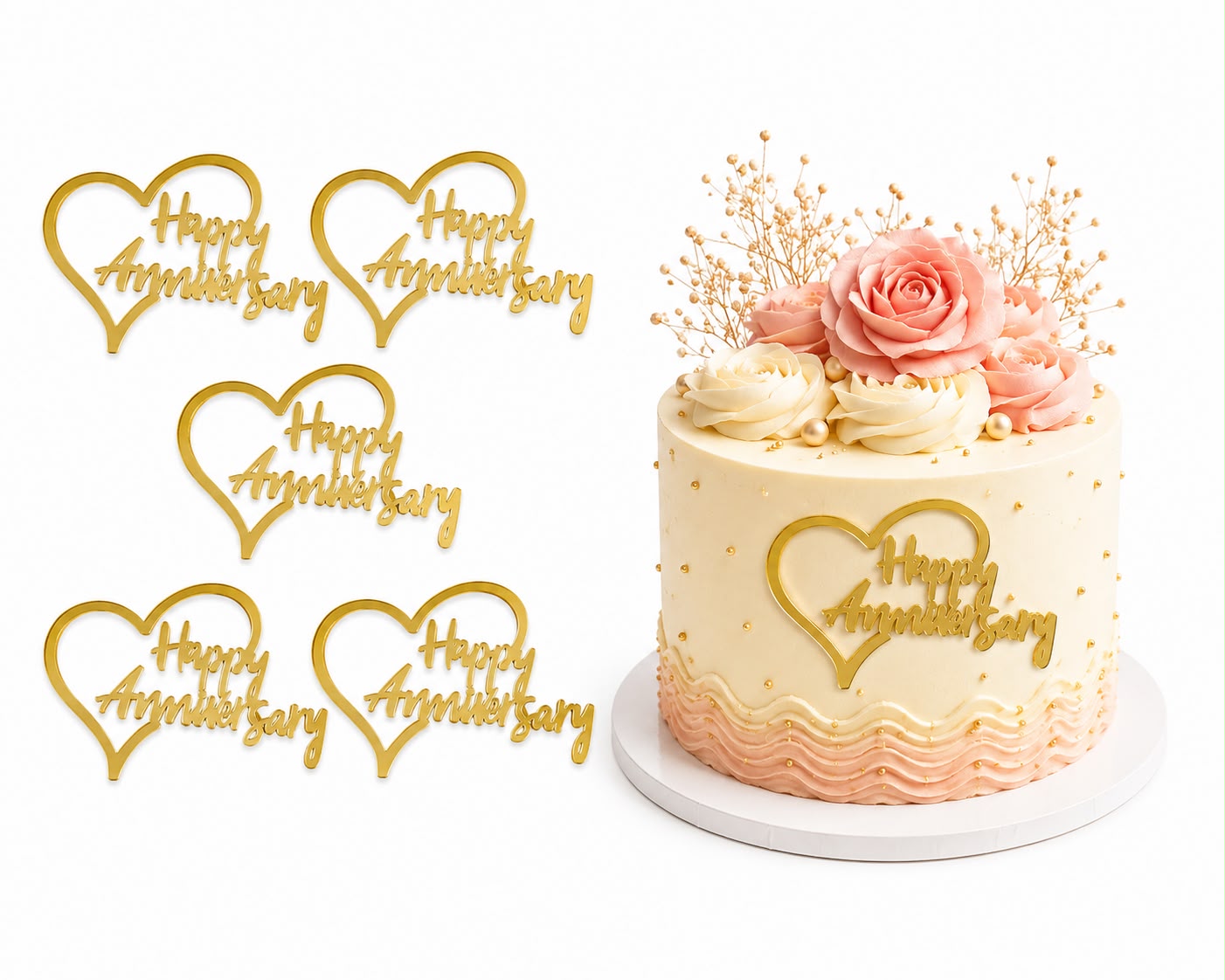 Happy Anniversary Acrylic Tags (Pack of 5)