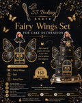 Black Fairy Wings Cake Topper Set
