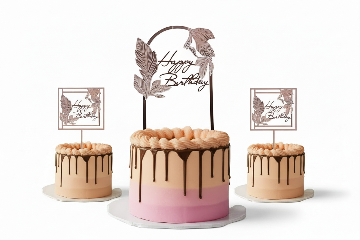 Happy Birthday Acrylic Leaf Topper