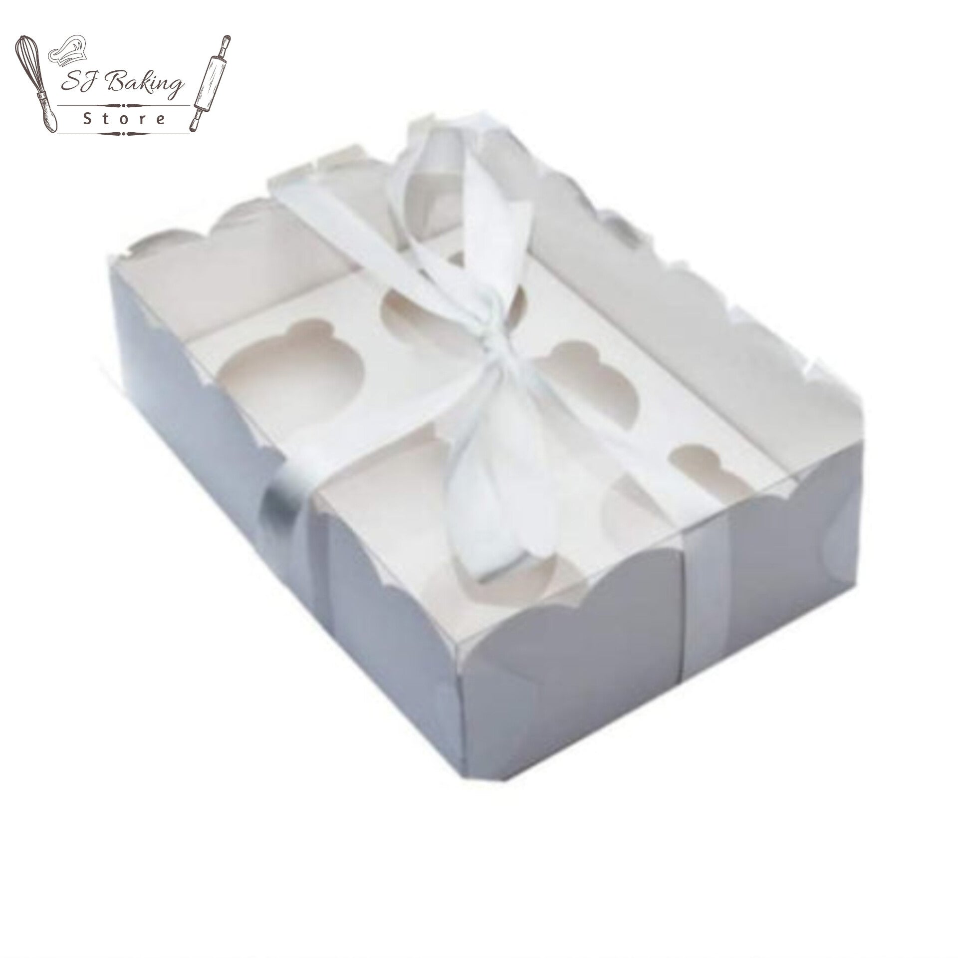 6 Cavity Transparent Lid Cupcake Box