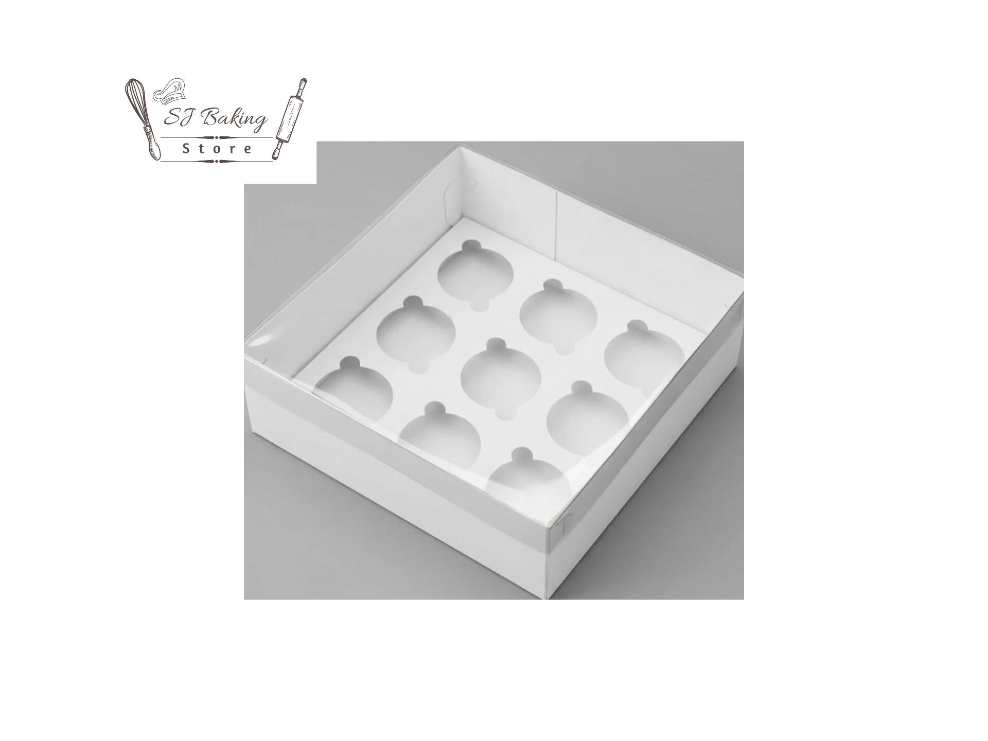 9 Cavity Transparent Lid Cupcake Box