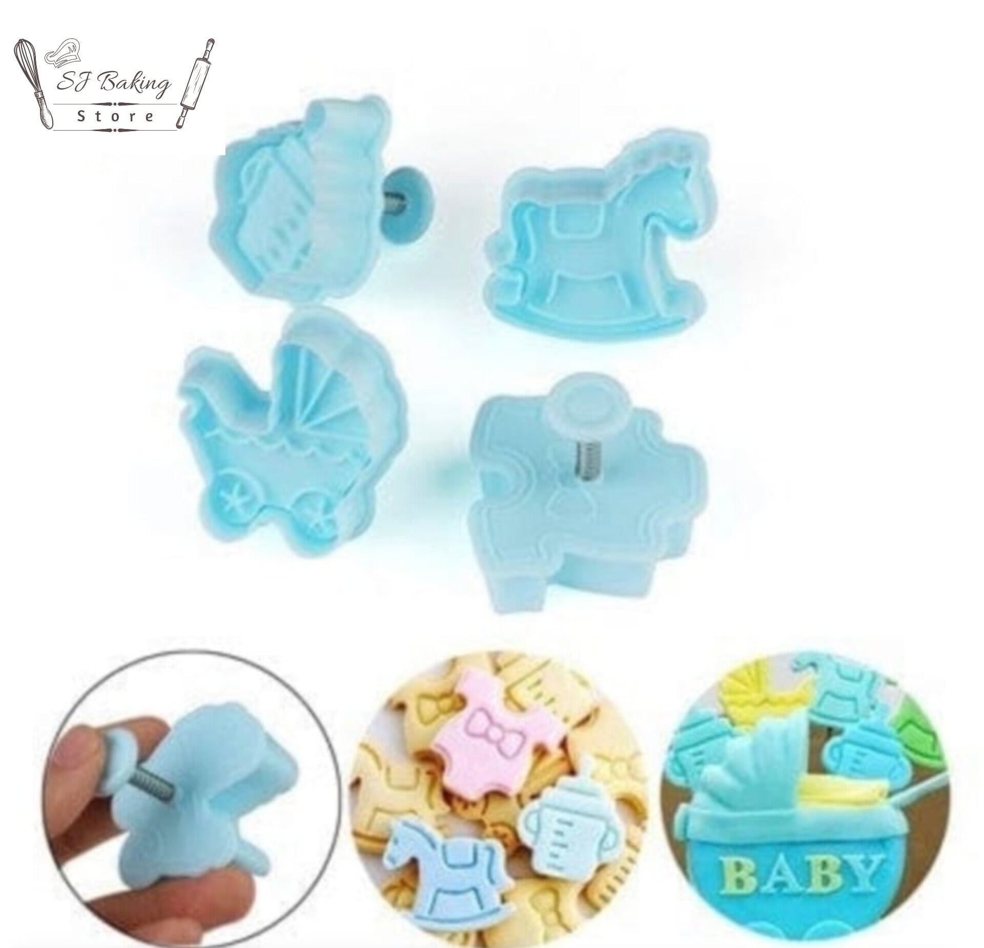 4pcs Baby Shower Theme Plunger Cutter