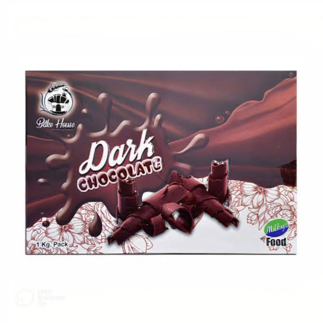 Box of dark chocolate with a brand logo on a white background