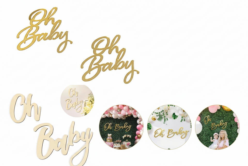 Oh Baby Golden Acrylic Tags Pack of 5