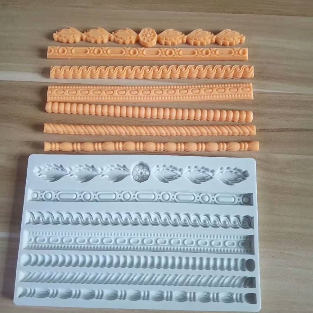 Baroque Scroll  Cake Border Fondant Silicone Mold