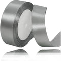 Silver ribbon roll on a white background