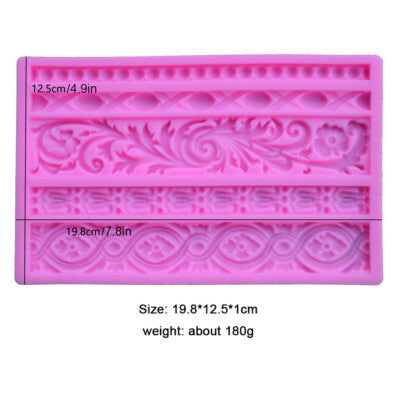 DIY Baroque Scroll Relief Cake Border Fondant Silicone Mold